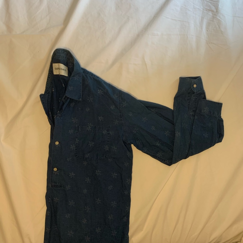 Our Legacy denim half button long sleeve shirt - Picture 5 of 6